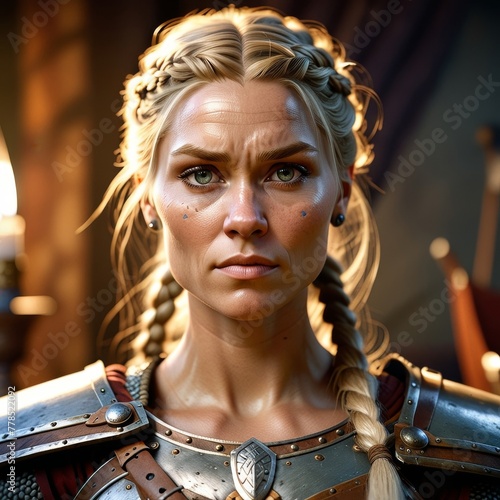Game Avatar Character Art - Female Blonde Viking Warrior 01