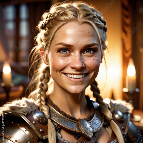 Game Avatar Character Art - Female Blonde Viking Warrior 01