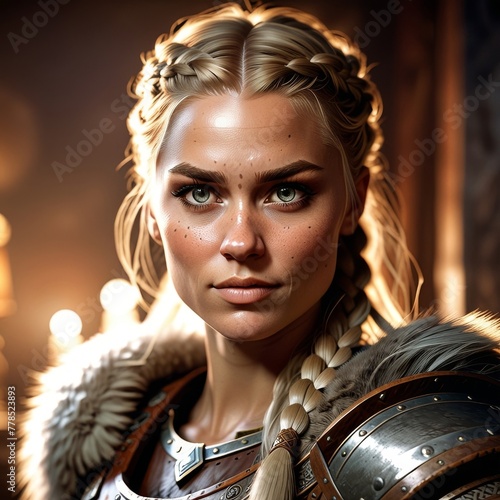 Game Avatar Character Art - Female Blonde Viking Warrior 01