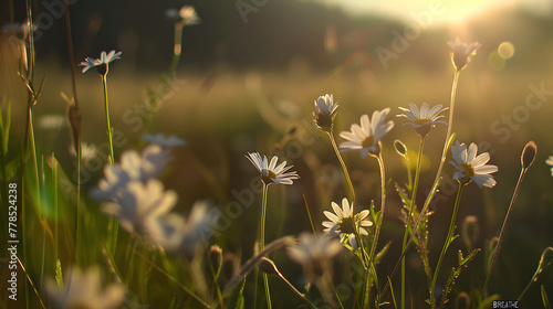 Delicate wildflowers arranged to spell BREATHE on a sun-drenched meadow
