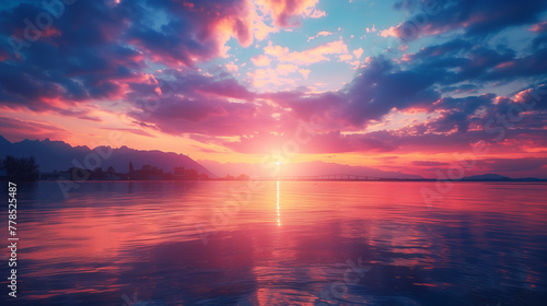 A beautiful sunset over a calm body of water