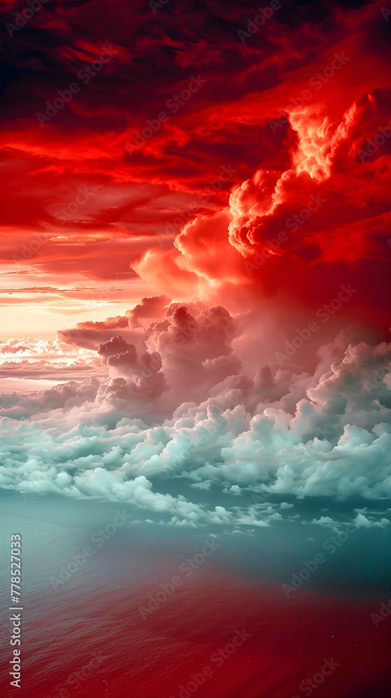 Enigmatic Sky: The Striking Splendor of Red-Soaked Cloudscape