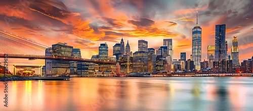 Brooklyn bridge Manhattan, New York city - Generative AI