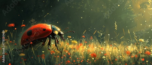 In the depths of the forest, a fierce Beetle fiercely defends its Habitat against intruders