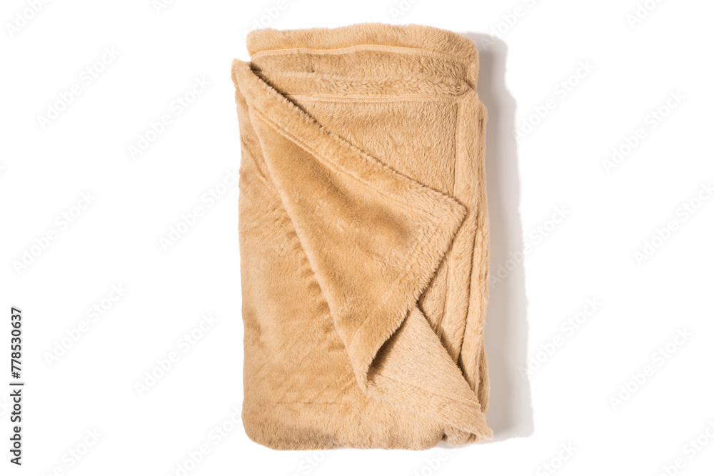Beige Towel isolated mockup on white background, Based on a High-quality Studio shot Beige Towel isolated mockup on white background, Based on a High-quality Studio shot