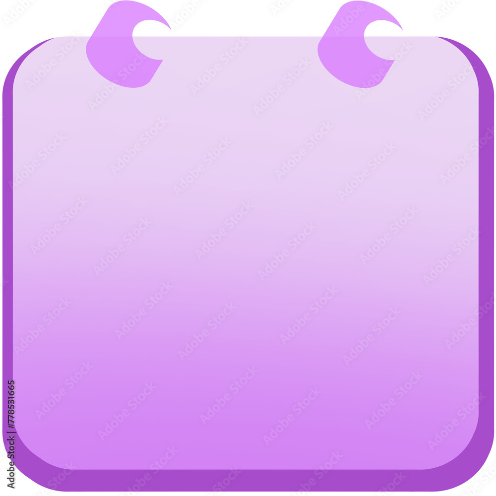 Rectangular text box , Note paper clip design Cartoon style.pink note paper