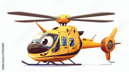 Cartoon smiling helicopter mascot character flat vector