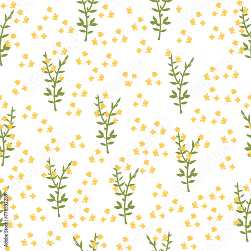 Cute floral pattern in the flowers. Seamless vector texture. Elegant template for fashion prints. White background. © zeukaa