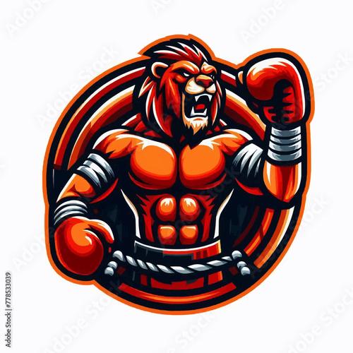 Lion Mascot with Boxing Gloves