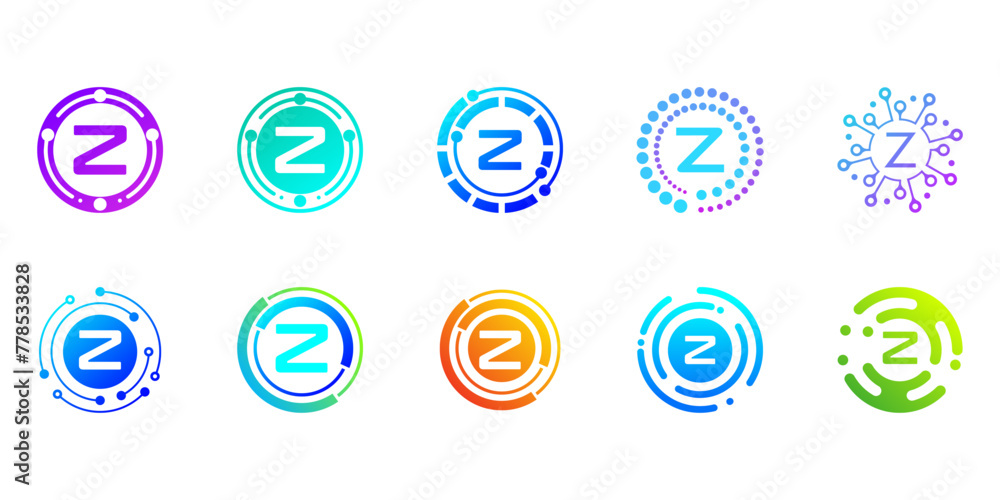 Collection of creative modern digital technology letter Z logos. logo ...
