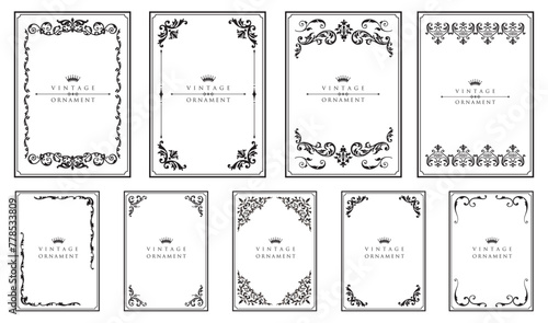 Decorative frames and border. Ornate classic templates set in vintage style. Wedding and restaurant menu. Vector illustration..eps