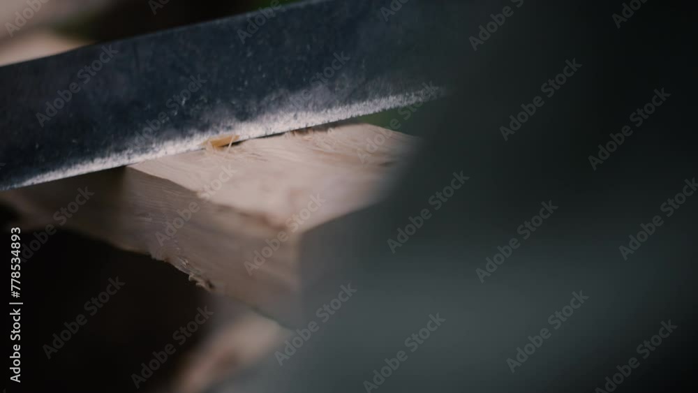 Carpenter uses drawknife to peel wood carefully, very satisfying Carpenter uses drawknife to peel wood carefully, very satisfying
