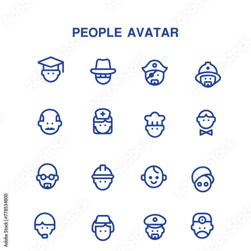 set of people avatar line vector icons