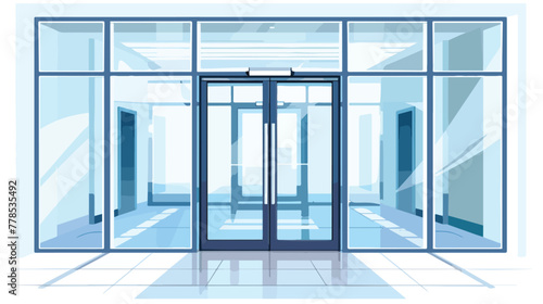 Glass office entrance doors on isolated background 