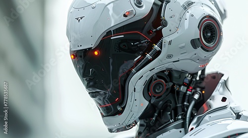 Detailed Robotic Cyborg with Intricate Mechanical Parts Showcasing Advanced Futuristic Technology