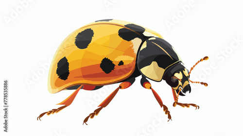 Gold color lady bird with black spots vector cartoon  © inshal
