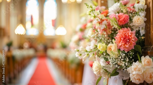 Decorating wedding church ceremony interior wallpaper background © Irina