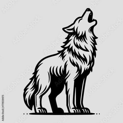 wolf howling pose majestic wilderness vector illustration