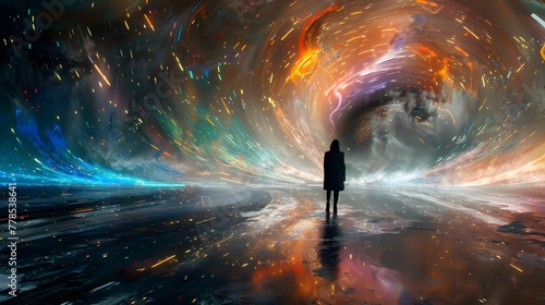 Surreal Cosmic Vortex Encounter Futuristic Sci-Fi Exploration Mysterious Universe