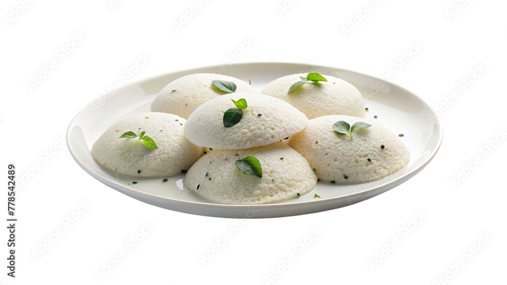 Idli on whit plate on transparent background. Idli on whit plate on transparent background.