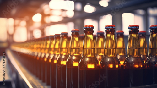 bottles of beer in factory