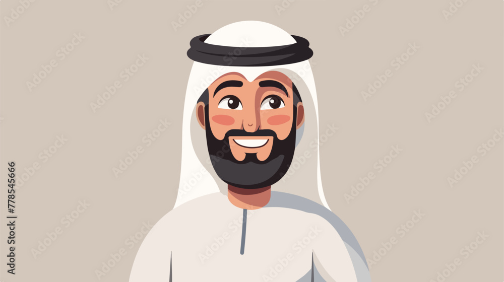 Arabic sheikh smiling. Cartoon illustration 2d flat