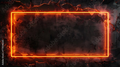 Edgy neon orange overlay video screen frame border setup with black backdrop for immersive gaming experiences