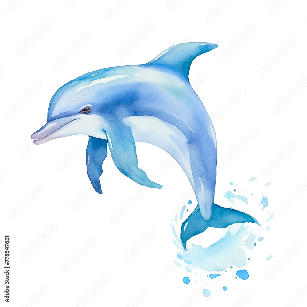 Fototapeta premium A bottlenose dolphin leaps playfully against a crisp white background