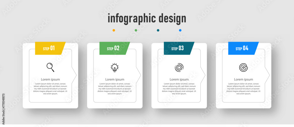 Modern info graphic business template and data visualization with 4 options. can be used for workflow diagram, info chart, web design. vector illustration.