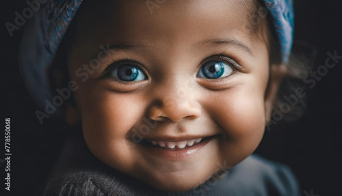 adorable bébé aux yeux bleus et souriant