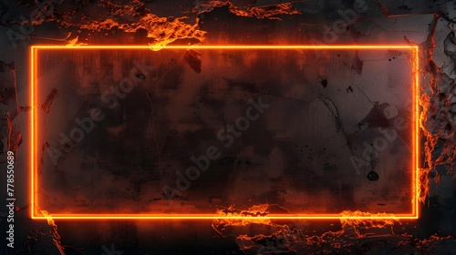 Contemporary neon orange overlay video screen frame border design with black backdrop for captivating gaming interactions