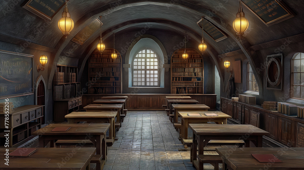 Enchanted Classroom: Old-fashioned Setting for Magic School