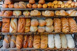 Assorted Fresh Baked Breads on Shelves