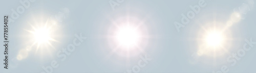Bright sun glow effect abstract shiny light effect sun glow isolated vector illustration. Realistic sun rays.
