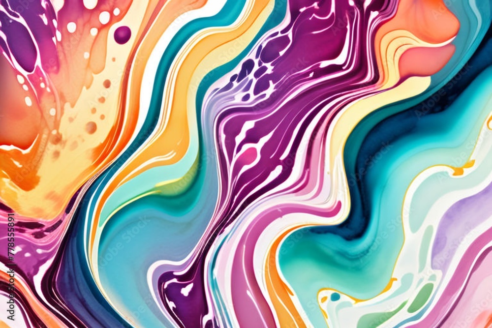 Closeup of abstract watercolor paint background texture with liquid fluid marbled paper texture banner texture. Generative AI (생성형 AI) Closeup of abstract watercolor paint background texture with liquid fluid marbled paper texture banner texture. Generative AI (생성형 AI)