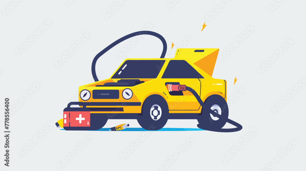 Car Battery power jumper cable icon vector illustra