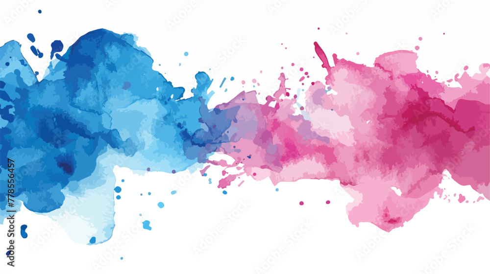 Abstract blue pink watercolor on white background