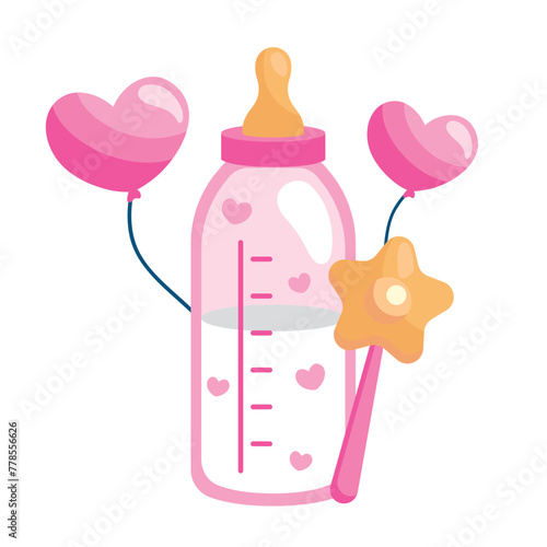 gender reveal pink milk bottle