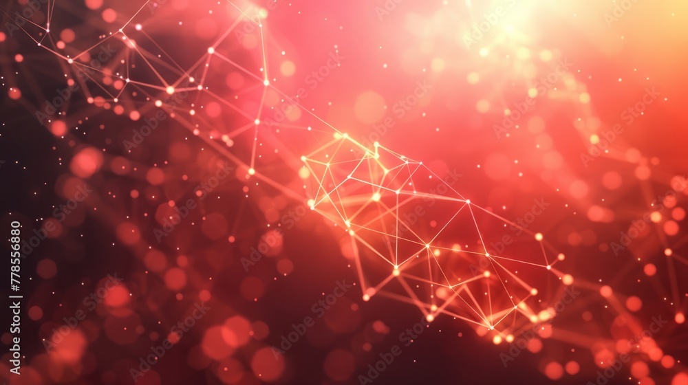 Abstract Network Connections on Red Background Abstract Network Connections on Red Background