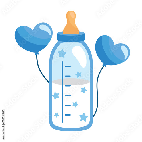 gender reveal blue milk bottle