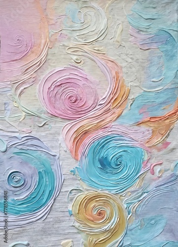 Abstract pastel tones painting with rough swirls texture. Contemporary painting. Modern poster for wall decoration