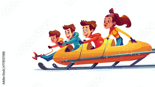 Cartoon bobsleigh team. They have lost a member who