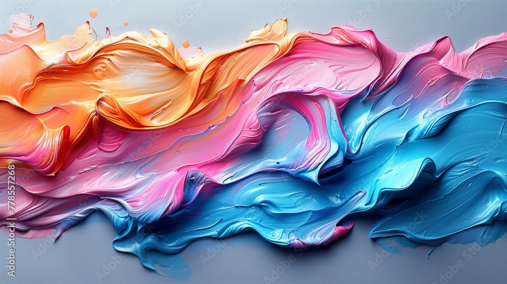 Vibrant Orange and Blue Swirls of Paint Art

