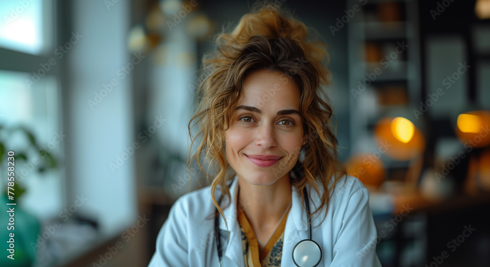 Smiling Female Doctor Enjoying a Relax Moment in the Hospital Smiling Female Doctor Enjoying a Relax Moment in the Hospital