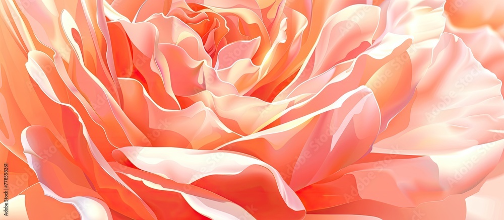 A closeup of a pink rose, a flowering plant in the Rose family. The white petals of the rose resemble the colors of a peach, creating a beautiful and delicate image A closeup of a pink rose, a flowering plant in the Rose family. The white petals of the rose resemble the colors of a peach, creating a beautiful and delicate image