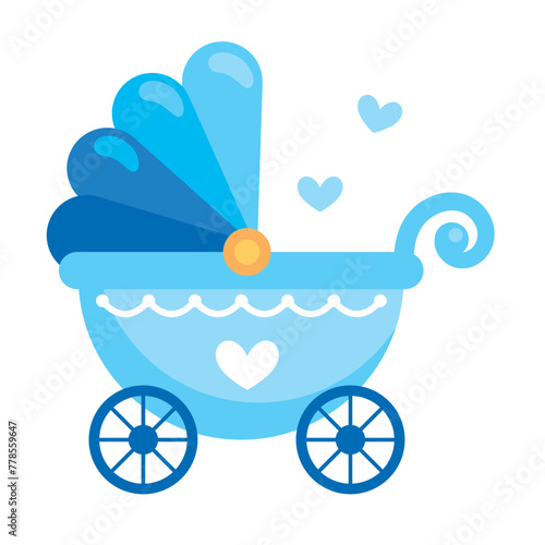 baby shower blue pram