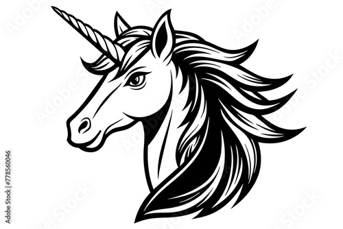Fototapeta Naklejka Na Ścianę i Meble -  unicorn-head--white-background-vector-illustration