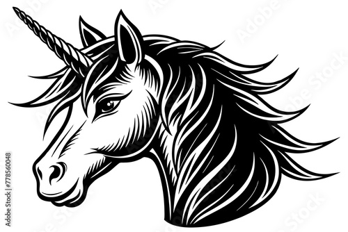 Fototapeta Naklejka Na Ścianę i Meble -  unicorn-head--white-background-vector-illustration