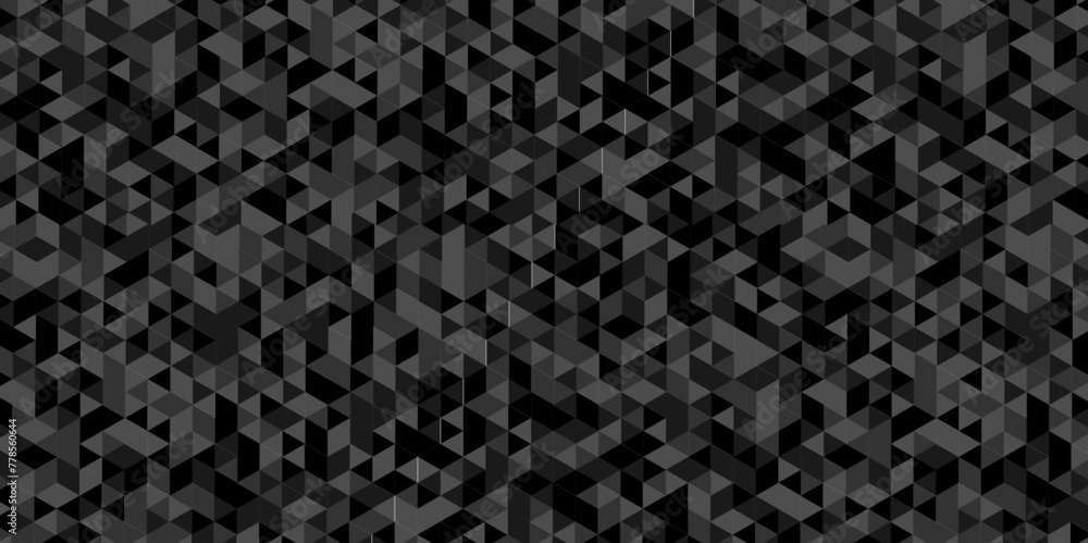 Fototapeta premium Vector geometric seamless technology gray and black triangle background. Abstract digital grid light pattern black Polygon Mosaic triangle Background, business and corporate background.