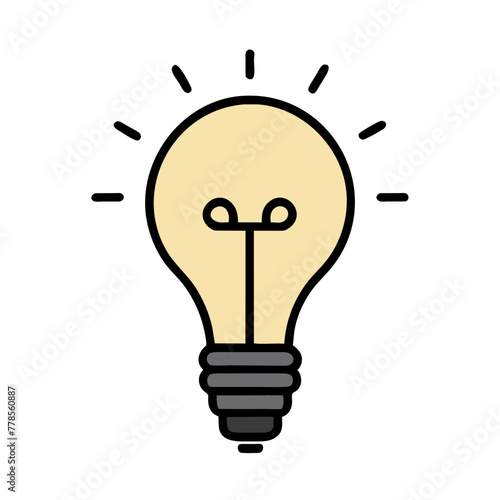 Light Bulb Icon: Innovation Idea Lamp Power Solution Vector Illustration Creative Technology Symbol Concept Bright Idea Business Innovation Intelligent Lighting Electrical Energy Pictogram